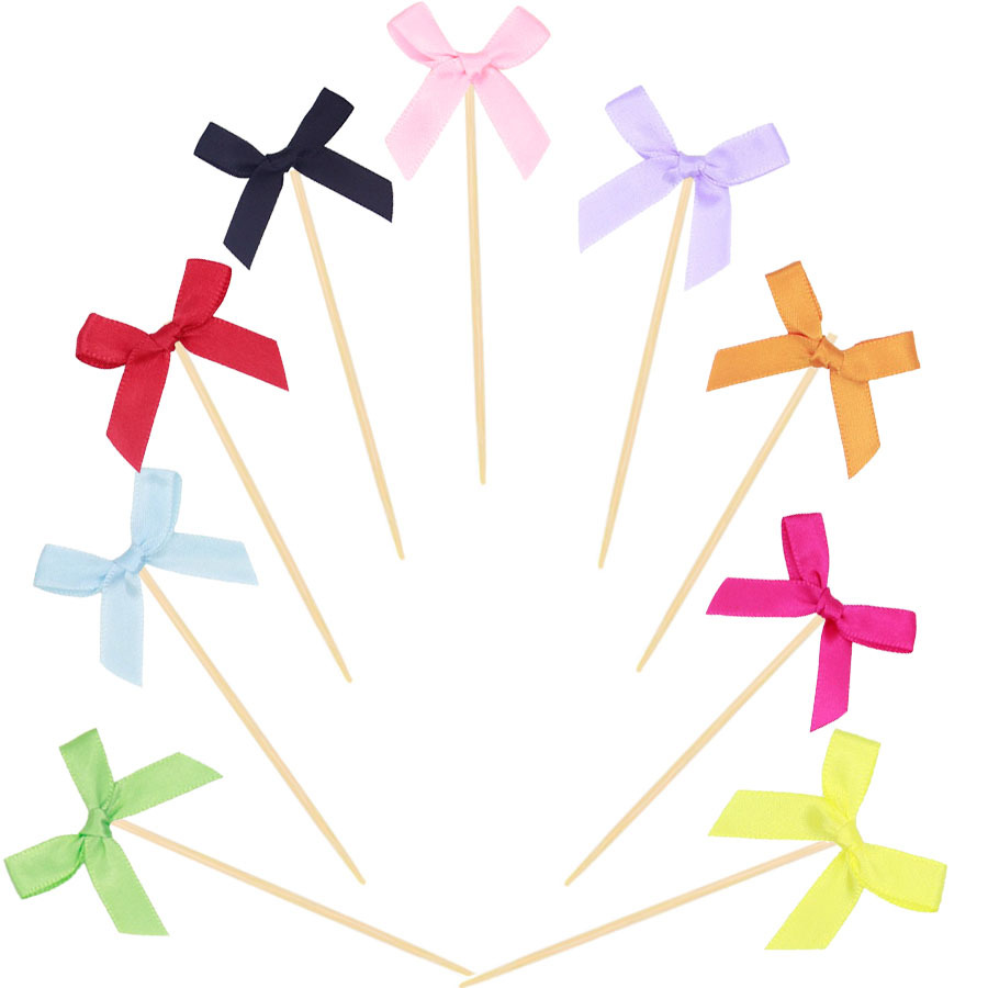 Bow Tab Cake Card Plug-in Dessert Baking Decoration Bow Tab Fabric Party Dessert Tab