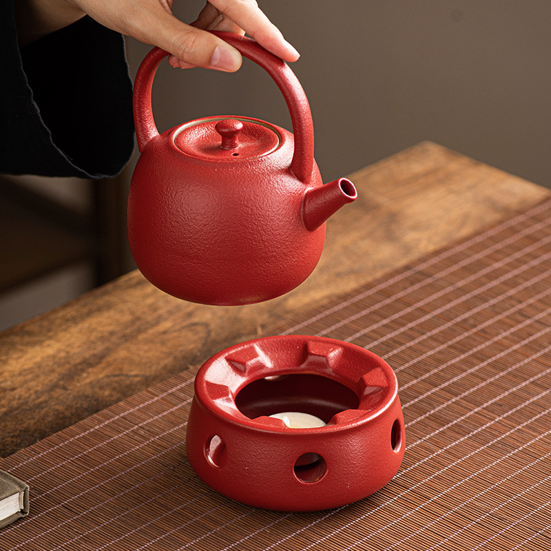 Japanese-style hot tea stove household hot tea warmer tea candle base kung fu tea set suit one pot four cups lifting beam single pot