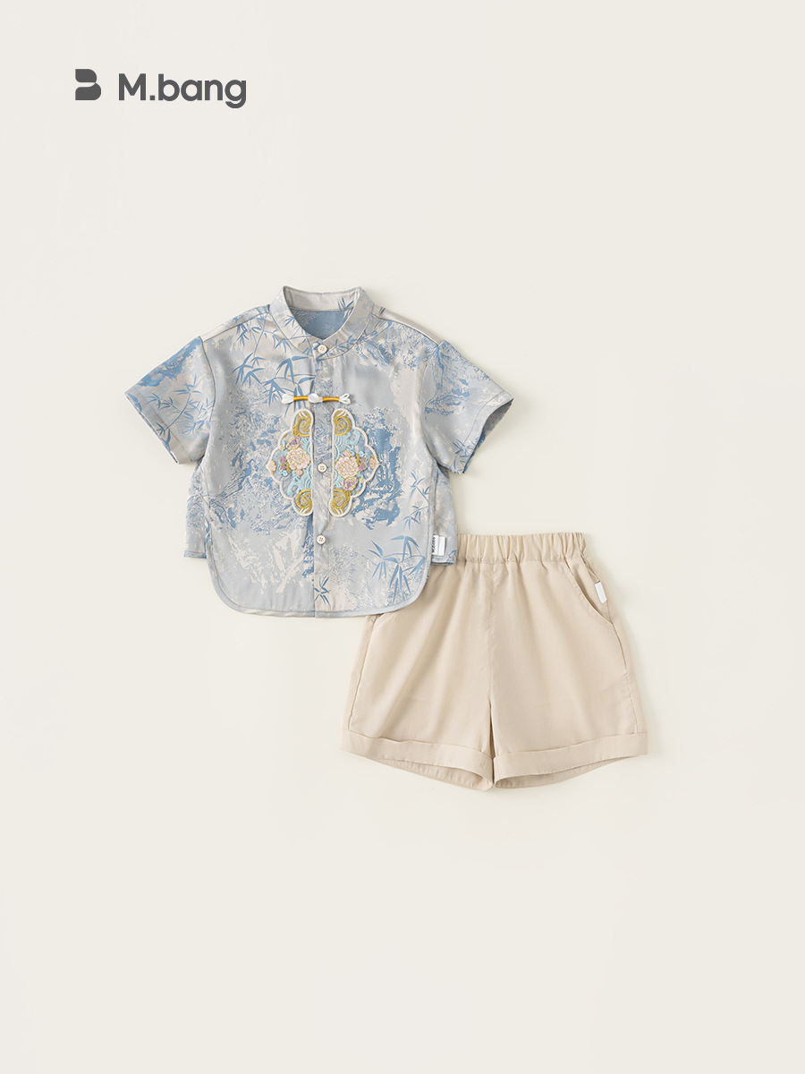 Одежда для детей Youbao, костюм с коротким рукавом и брюками для мальчиков, новая китайская одежда