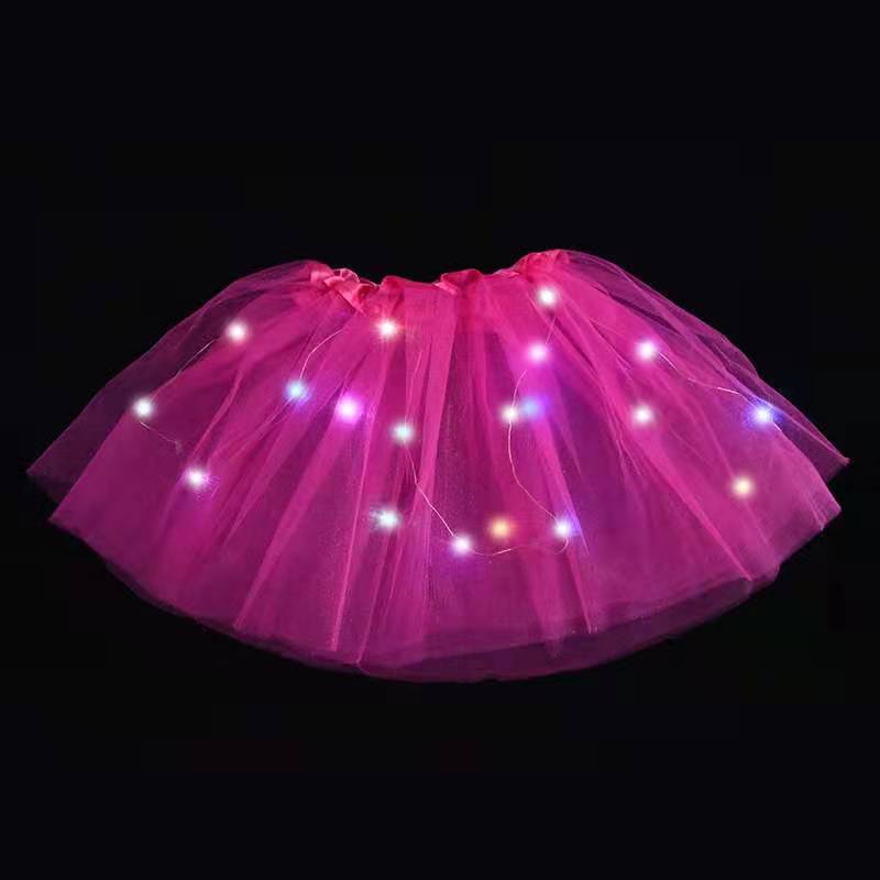 Tutu Skirt Kidsren's Led Lighted Skirt Ins Export European and American Star Sequin Skirt Tutu Skirt Luminous Mesh Skirt
