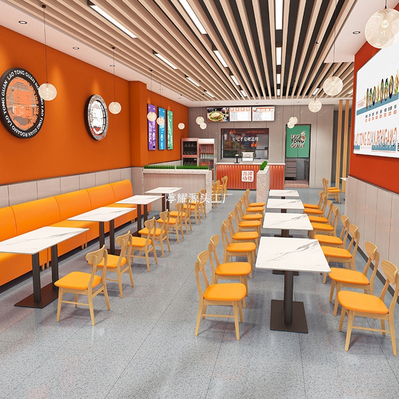 Milk Tea Shop Commercial Slate Table Cafe Western Restaurant Long Table Snack Shop Noodle Shop Buffet Fast Food Restaurant Tables and Chairs