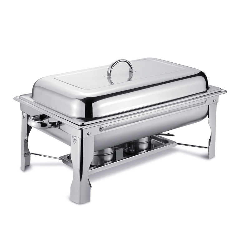 Stainless steel square double-lid buffet stove Golden Foot insulation heating tableware stove hotel alcohol stove Buffy stove