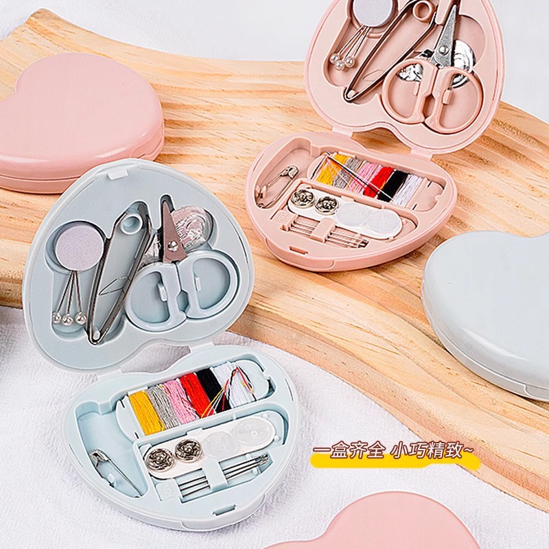 Heart-shaped mini sewing box multi-functional household portable suit student dormitory multi-color handmade sewing bag sewing box