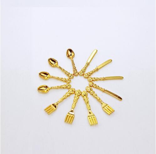 Миниатюрная еда для кукольного домика, классические нож и вилка, ложка, западная посуда