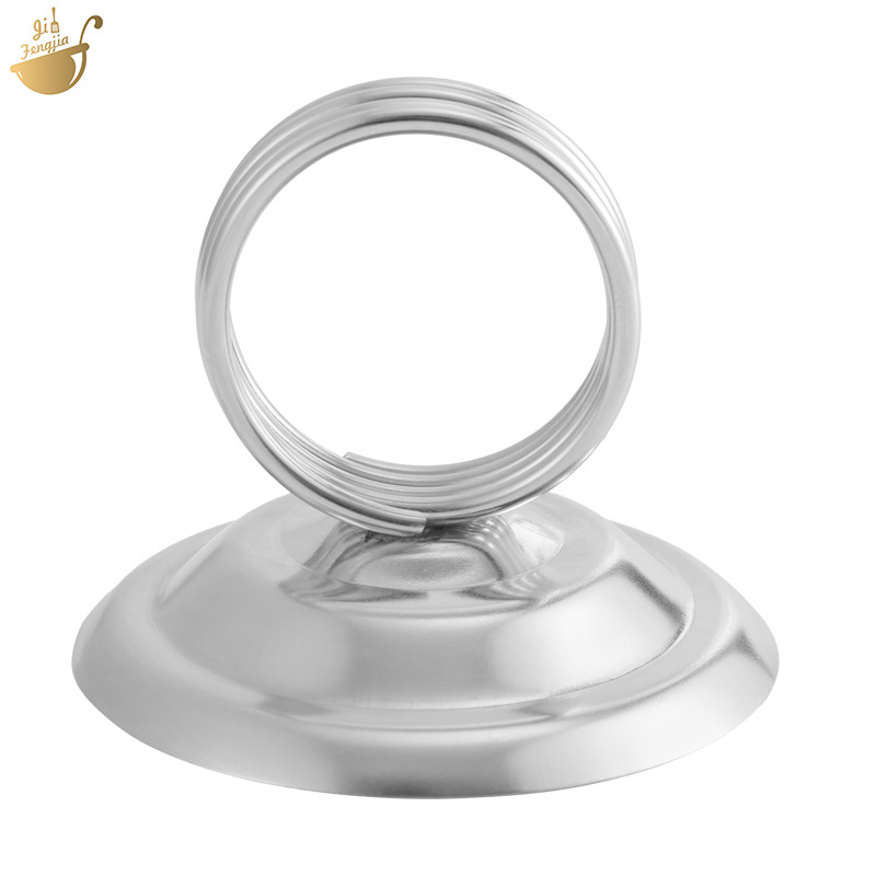 Cross-border creative card holder semicircular base stainless steel wedding seat holder vertical desktop note clip meal single clip
