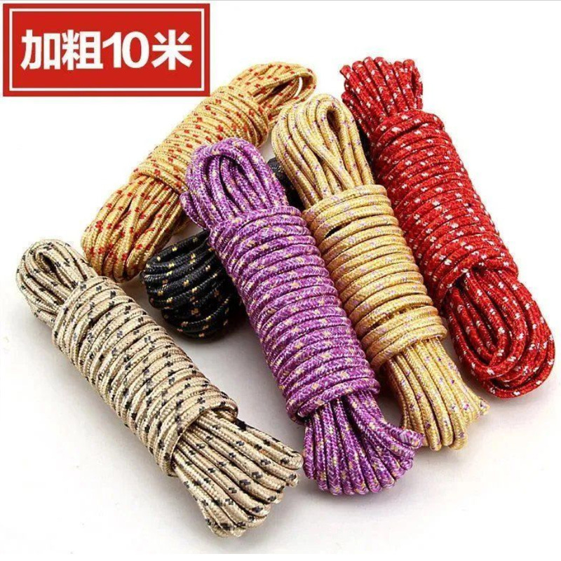 10m Clothesline, Outdoor Windproof and Non-Slip Thickened Multi-Functional Indoor and Outdoor Punch-Free Cool Clothes Rope