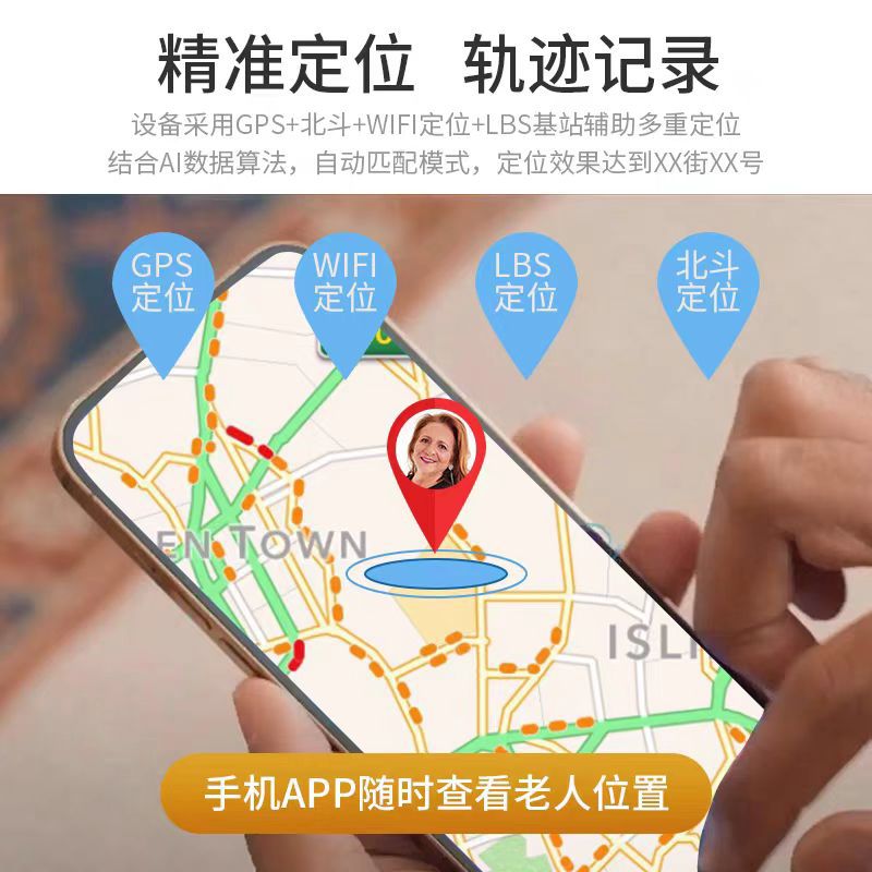 Api open for the elderly positioning bracelet anti-lost call anti-fall netcom GPS positioning heart rate waterproof