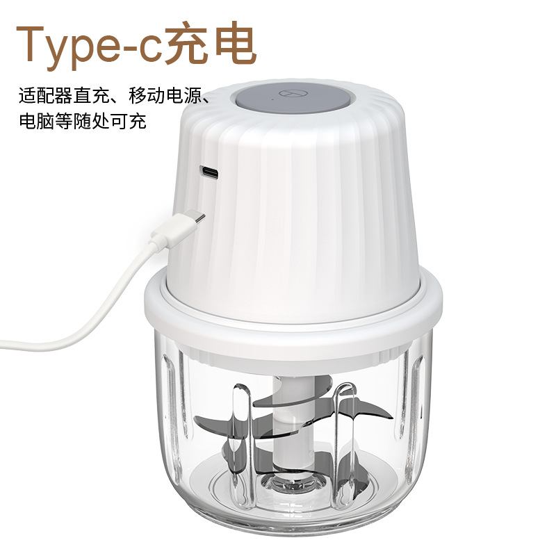 Cross-border Electric Garlic Beater Meat Gracker Household Kitchen Automatic Large Plastic Glass Garlic Mashed Garlic Mashing Machine