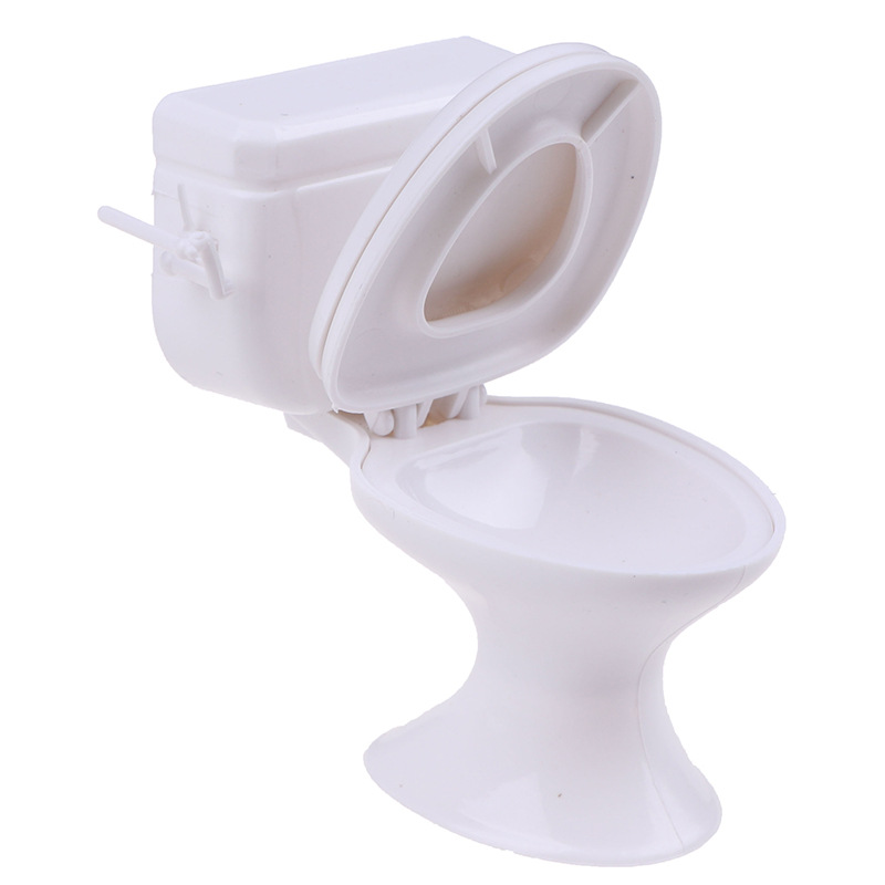 Doll House Miniature Simulation Mini White Toilet Plastic Play House Model Ornaments