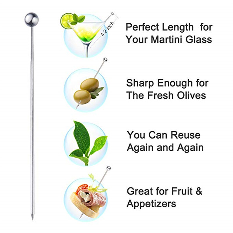 Spot Direct Metal Creative Martini Cocktail Needle Wine Sign Cocktail Decoration Olive Sign Fruit Sign Fruit Fork