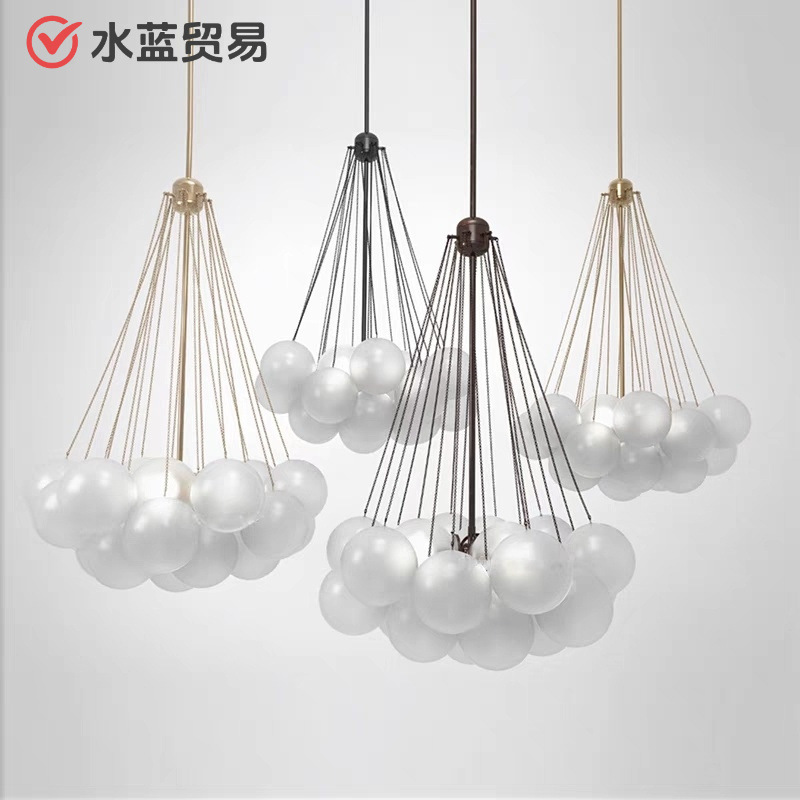 Scandinavian Modern Bedroom Bubble Ball Frosted Glass Magic Bean Living Room Cream Chandelier French Loft Simple Living Room