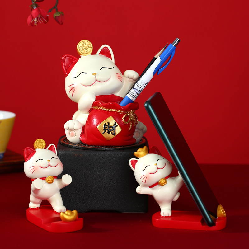 Lucky Cat Home Decoration Office Desktop Opening Ceremony Entrance Storage Housewarming Decoration Festive Gift National Trend Style