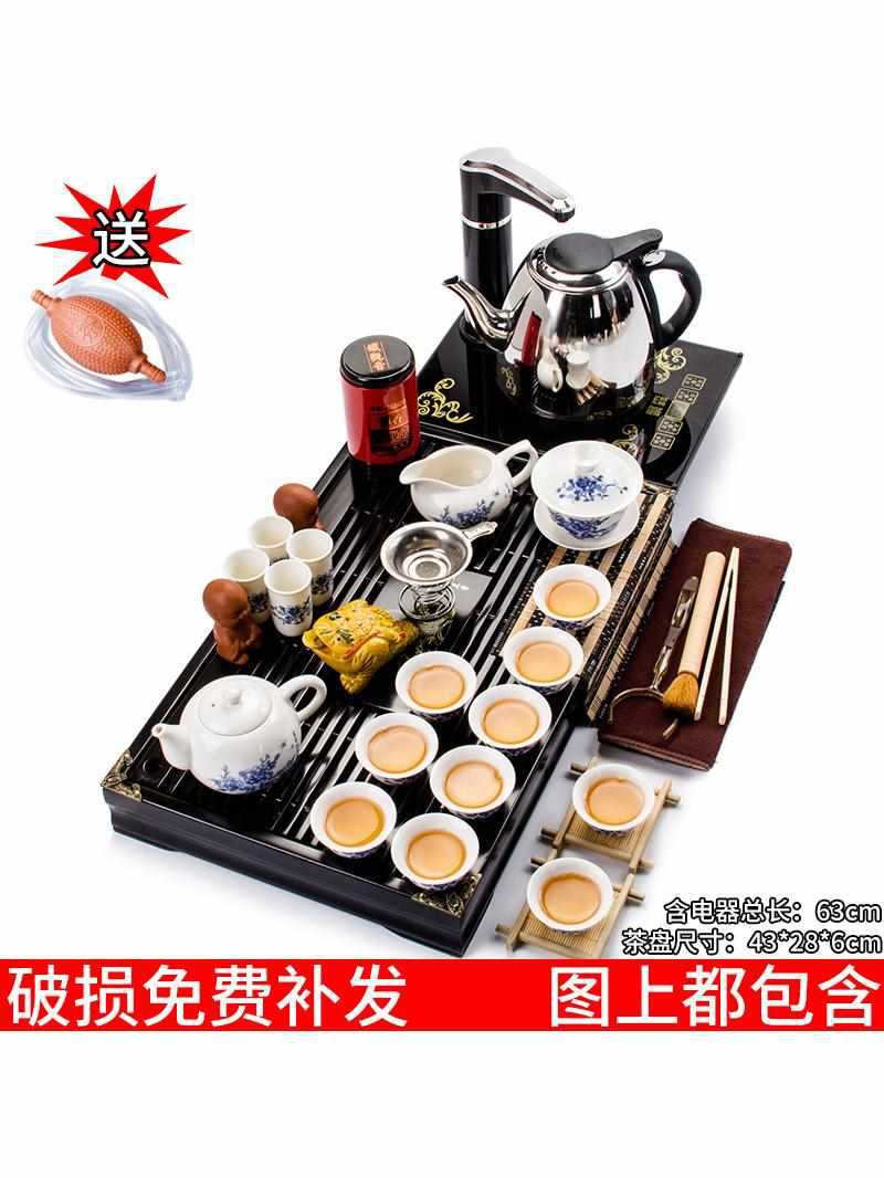 Чайный набор Kung Fu для дома, полный комплект, керамический набор из пурпурного песка, деревянный поднос для чая, чайный стол