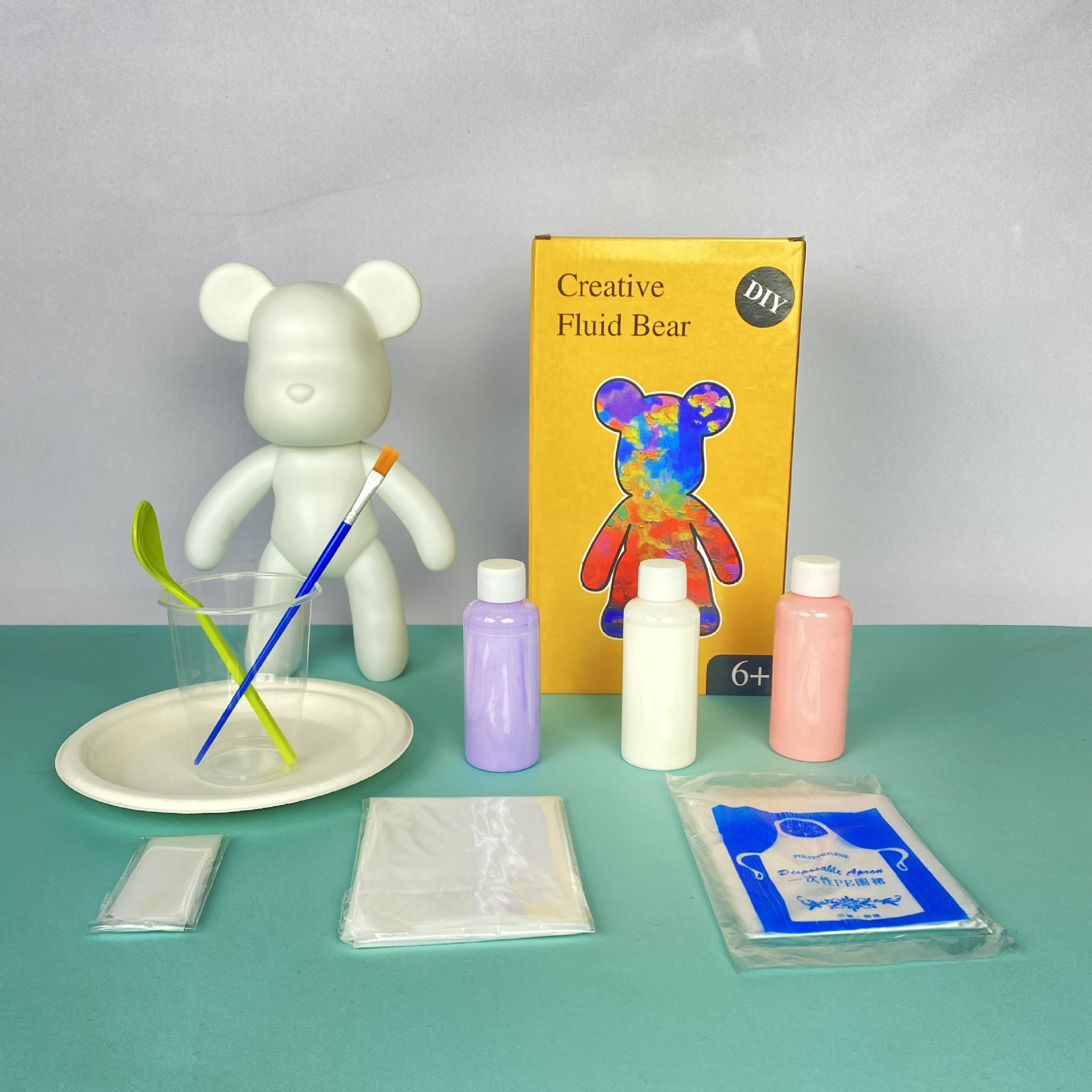 Factory Direct Sales Fluid Bear Violent Bear White Embryo Wholesale DIY Hand-Painted Graffiti Handmade Vinyl Doll