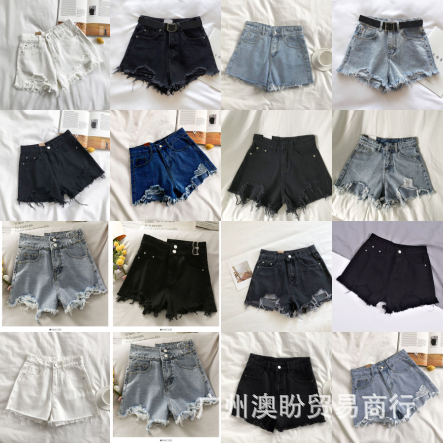 Denim Shorts Girls 2025 Summer Curled Pants Slightly Flawed High Waist Straight-Leg Quarter Pants Easiest for Match Wide Leg Medium Pants