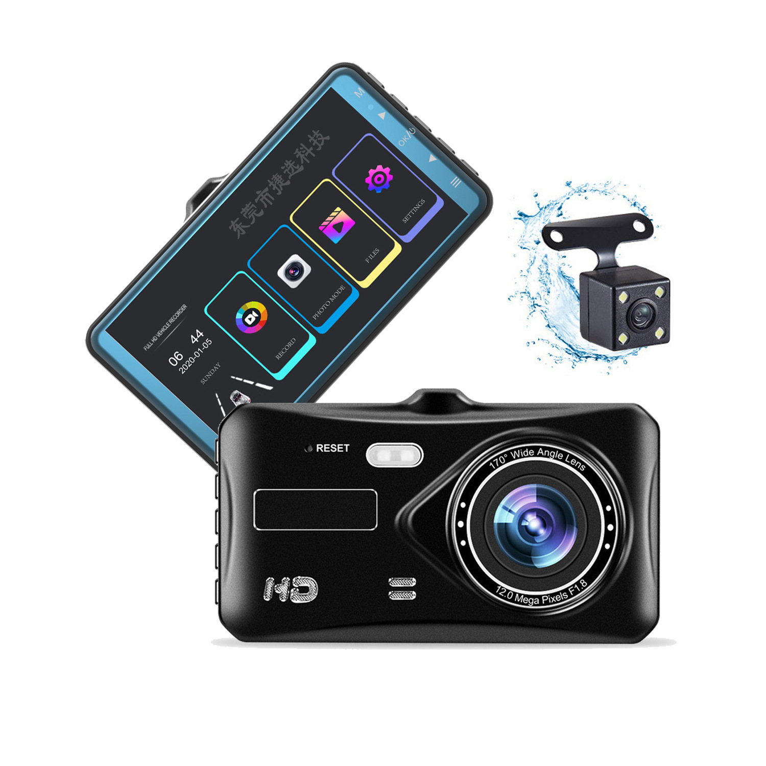 Cross-Border Hd 1080P Driving Recorder 4inch Touch Screen Dual Recording Car Black Box Dvr with Wifi