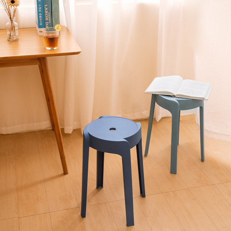 Household Thickened Plastic Stool Stackable Commercial Windmill Stool High Plastic Simple Small Round Bench Stackable Dining Chair