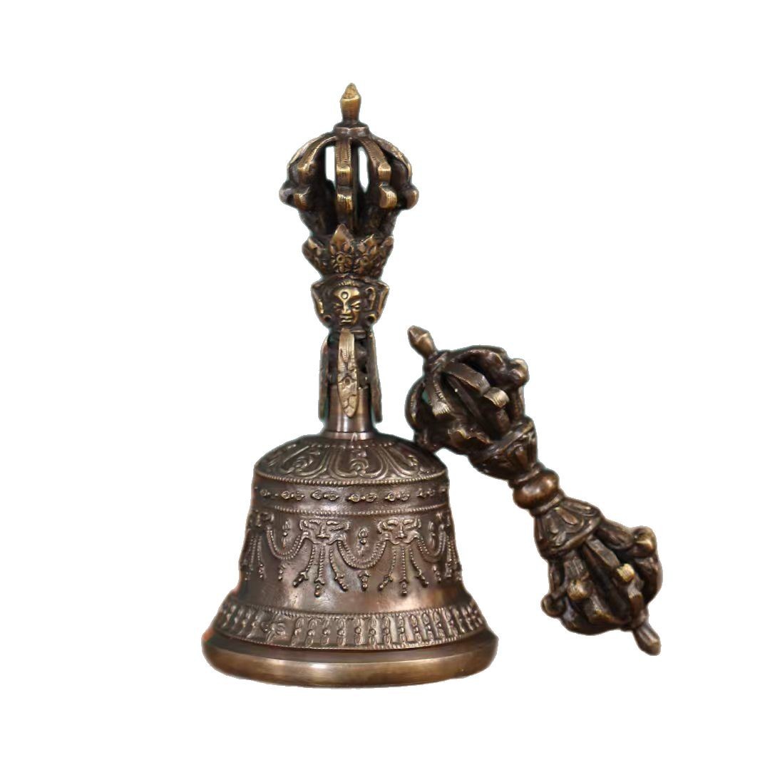 Nepal Bronze Bell Sound Ethereal Xizang Buddhist Temple Supplies Five-strand King Kong Bell Pestle King Kong Bell Wholesale