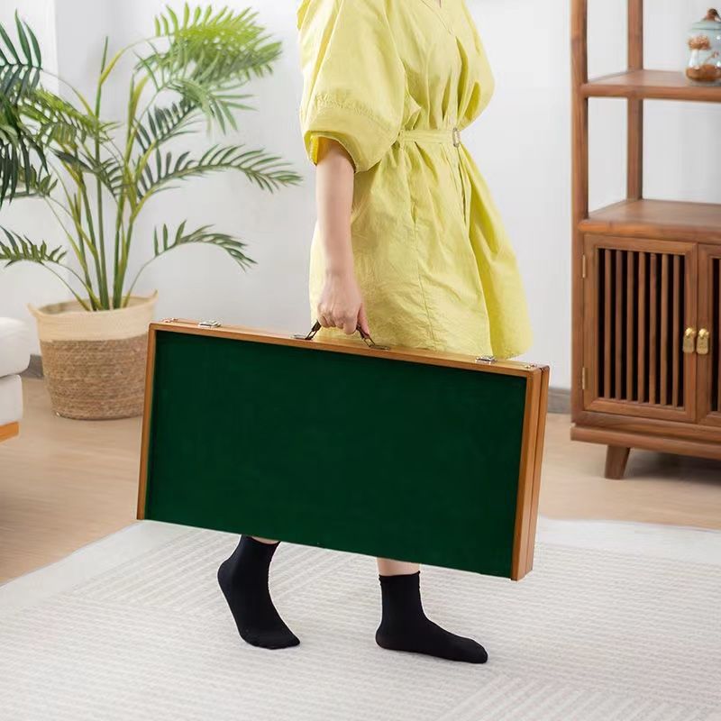 Outdoor Travel Folding Portable Mini Mahjong Set for Home Use, Hand-Cranked Dormitory Camping Table Mahjong Table