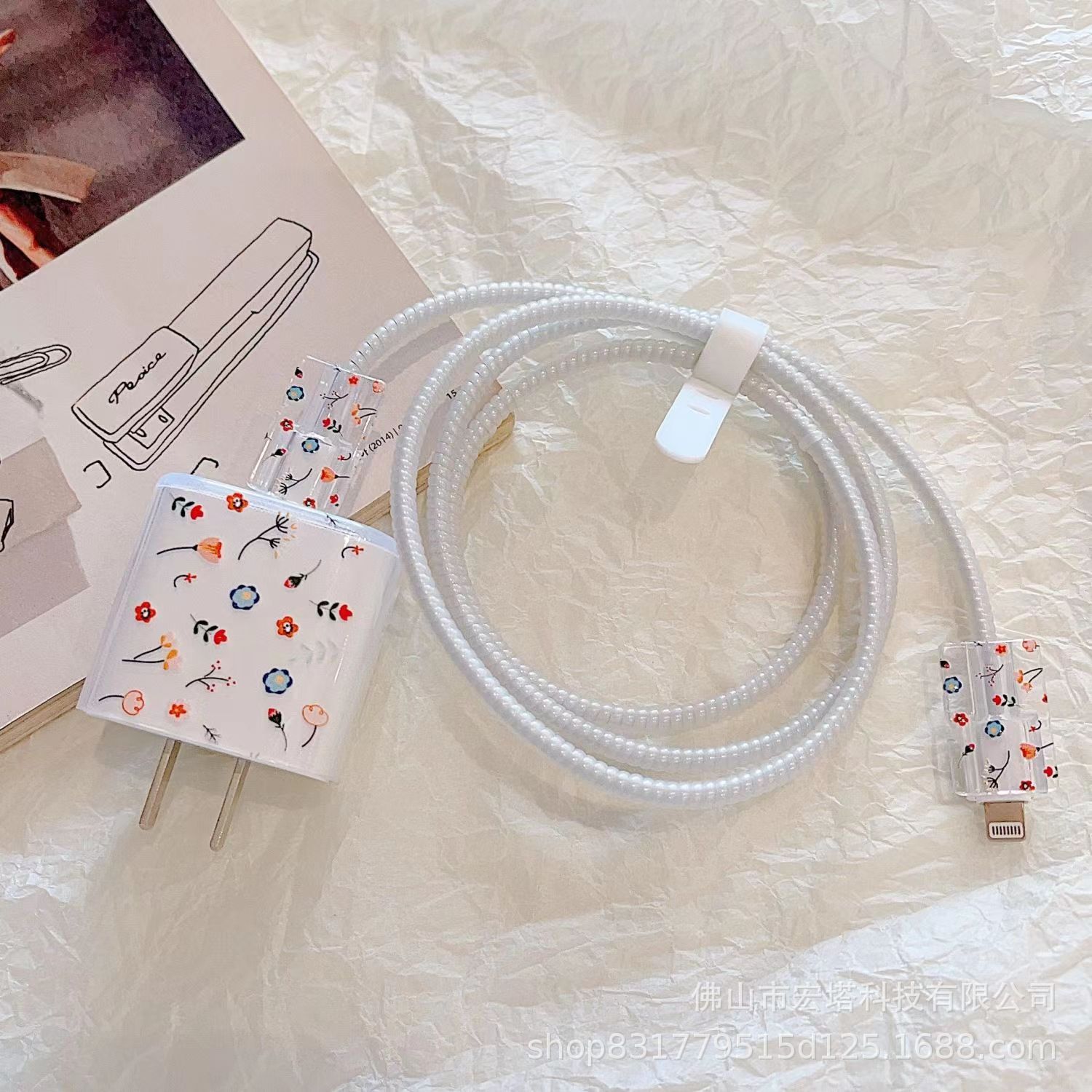 Suitable for Cartoon Apple 20W Charger Protective Case Transparent 18W Fast Charging iPhone Plug Data Cable Protective Case