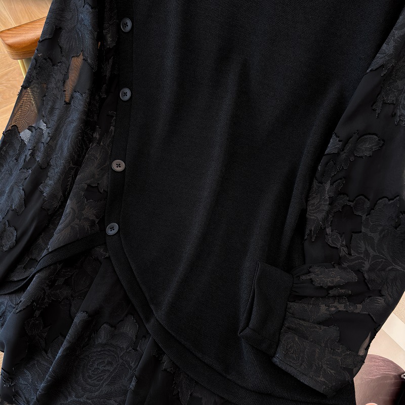 Bust 150 extra-large size women's clothing chubby girl plus fat increase autumn new fashion fake two-piece stitching base shirt T-shirt