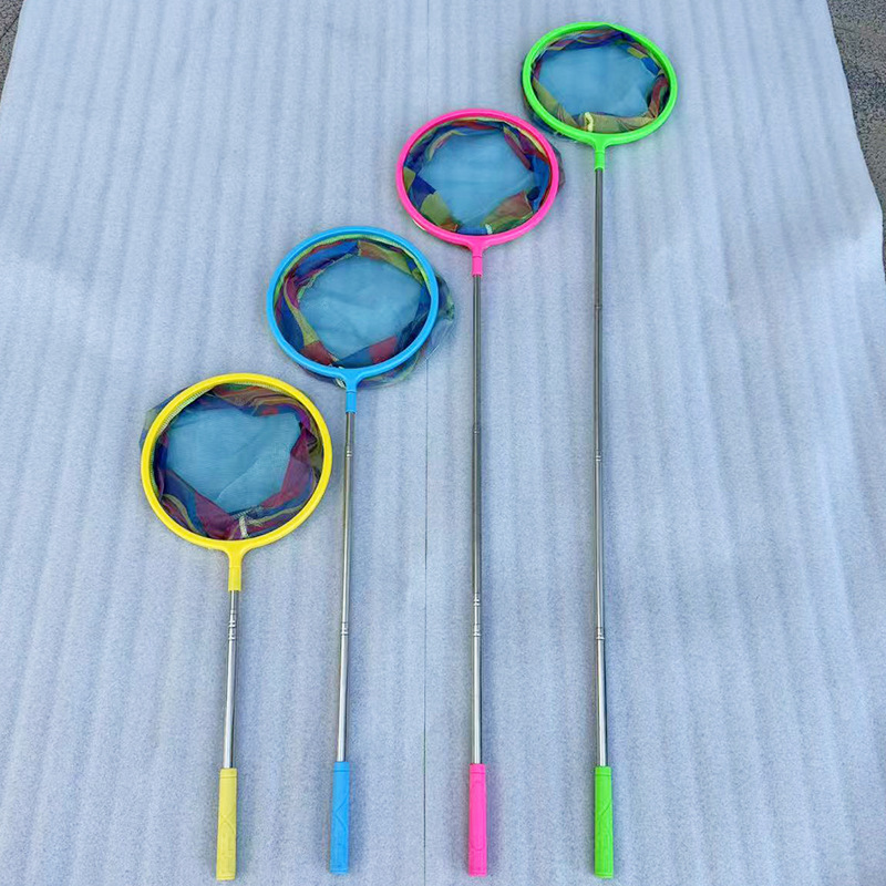 Children's Small Copy Net Lightweight Small Net Bag Fishing Gear Accessories Stainless Steel Telescopic Fishing Net Catching Insect Water Play Stainless Steel