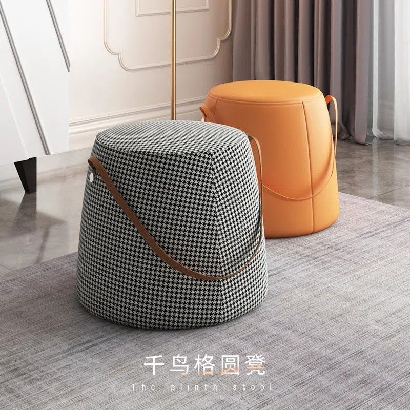 Internet Celebrity Houndstooth Normcore Life Satchel Stool Lazy Tatami Shoe Changing Stool Houndstooth Stool Factory Direct Sale