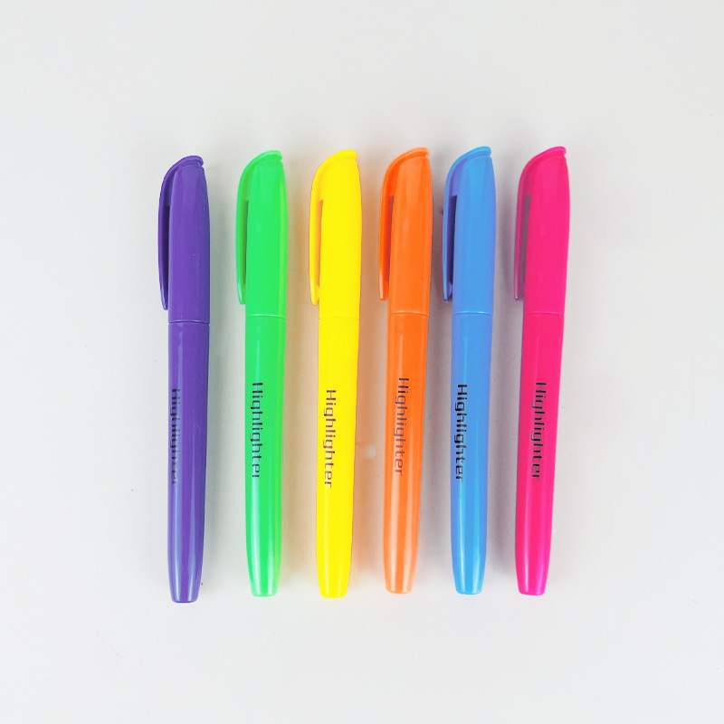 Ready Stock Supply Manufacturer's Best-Selling Six-Color Highlighter Can Be Printed with One Color and Multiple Packaging Painting Highlighter Can Be Used as a Marker