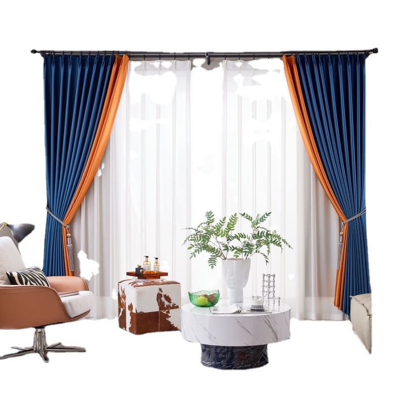 Prague black silk full shading high precision Curtain Hotel engineering curtain fabric Amazon cross-border sunshade finished product