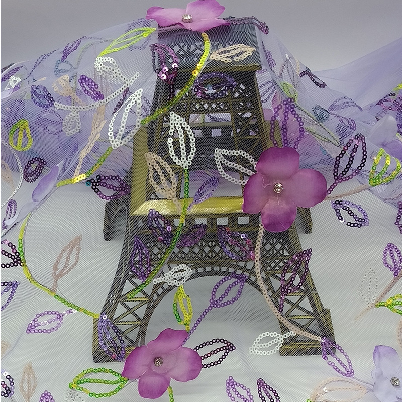 Ordering Flower Mesh Multi-Color Thread Embroider Fabric Camisole Dress Embroider Cloth