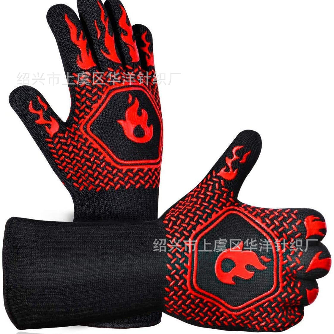 Flame retardant fireproof high temperature 800 degree gloves BBQ barbecue microwave oven baking silicone heat insulation anti-scalding gloves