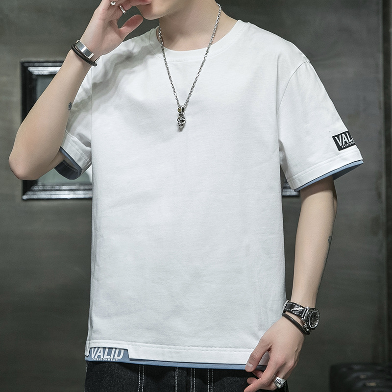 Футболка с коротким рукавом для мужчин 2022 лето новый корейский стиль простой свободный топ