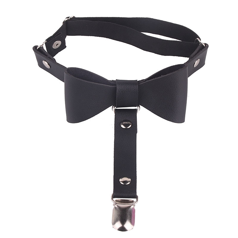 Factory self-selling sexy leather bow leg ring Japanese Korea Harajuku adjustable elastic multi-purpose Garter accessories