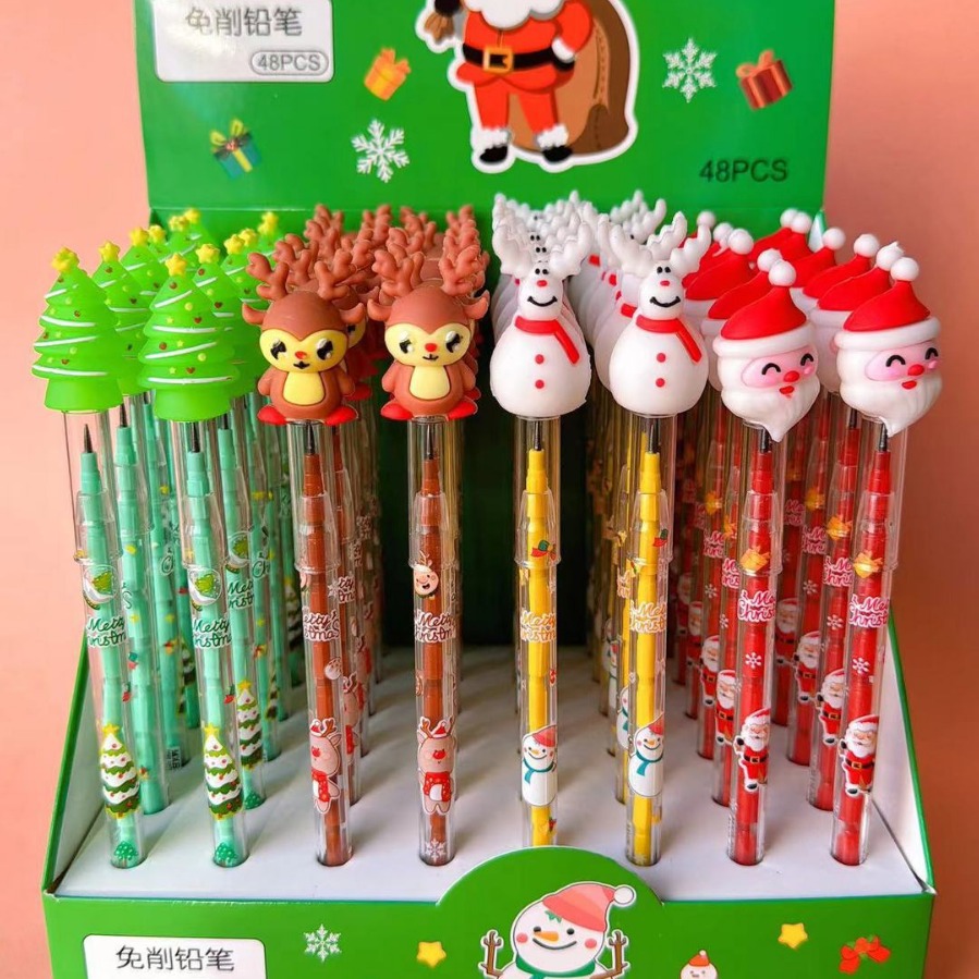 Korean version of Christmas pencil cute cartoon simple Japanese boxed unsharpened pencil three-dimensional pencil wholesale