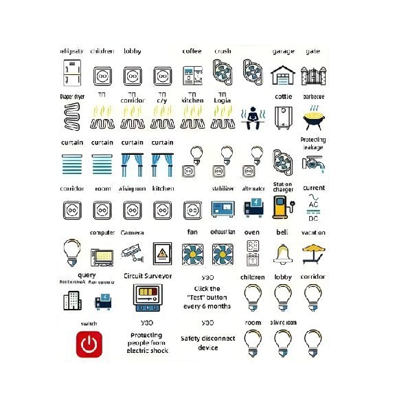 Cross-Border New 2025 Electrical Box Electrical Circuit Breaker Decorative Panel Label Decorative Sticker Self-Adhesive Waterproof