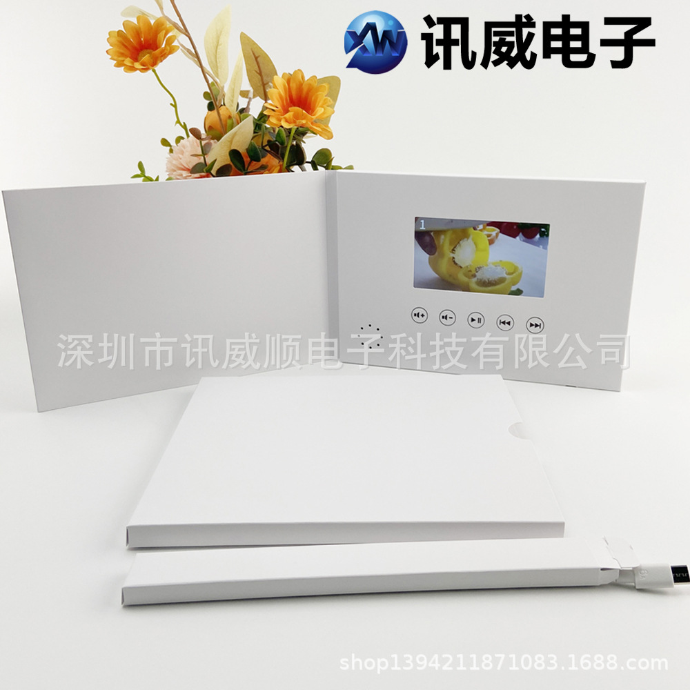 A5 белая карточка 4.3 дюйма IPS экран Видео поздравительная открытка ЖК приглашение Цифровая книга MP4 Рекламная книга