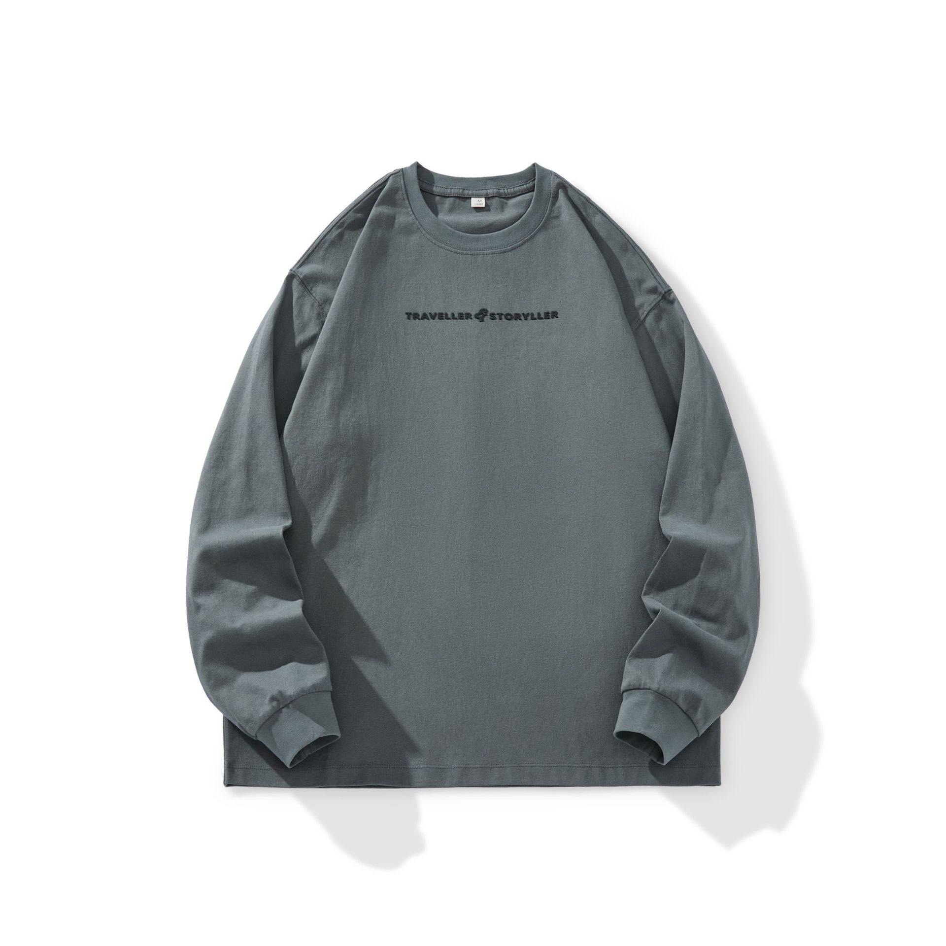 American-style heavy cotton long-sleeved T-shirt men's fashion brand spring and autumn all-matching sweater men's spring loose casual bottoming shirt