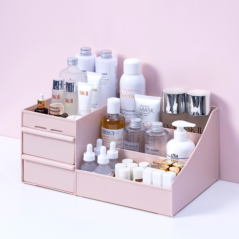 Drawer Type Cosmetic Storage Box Portable Large Dormitory Cosmetic Box Skin Care Desktop Dressing Table Plastic Large Capacity