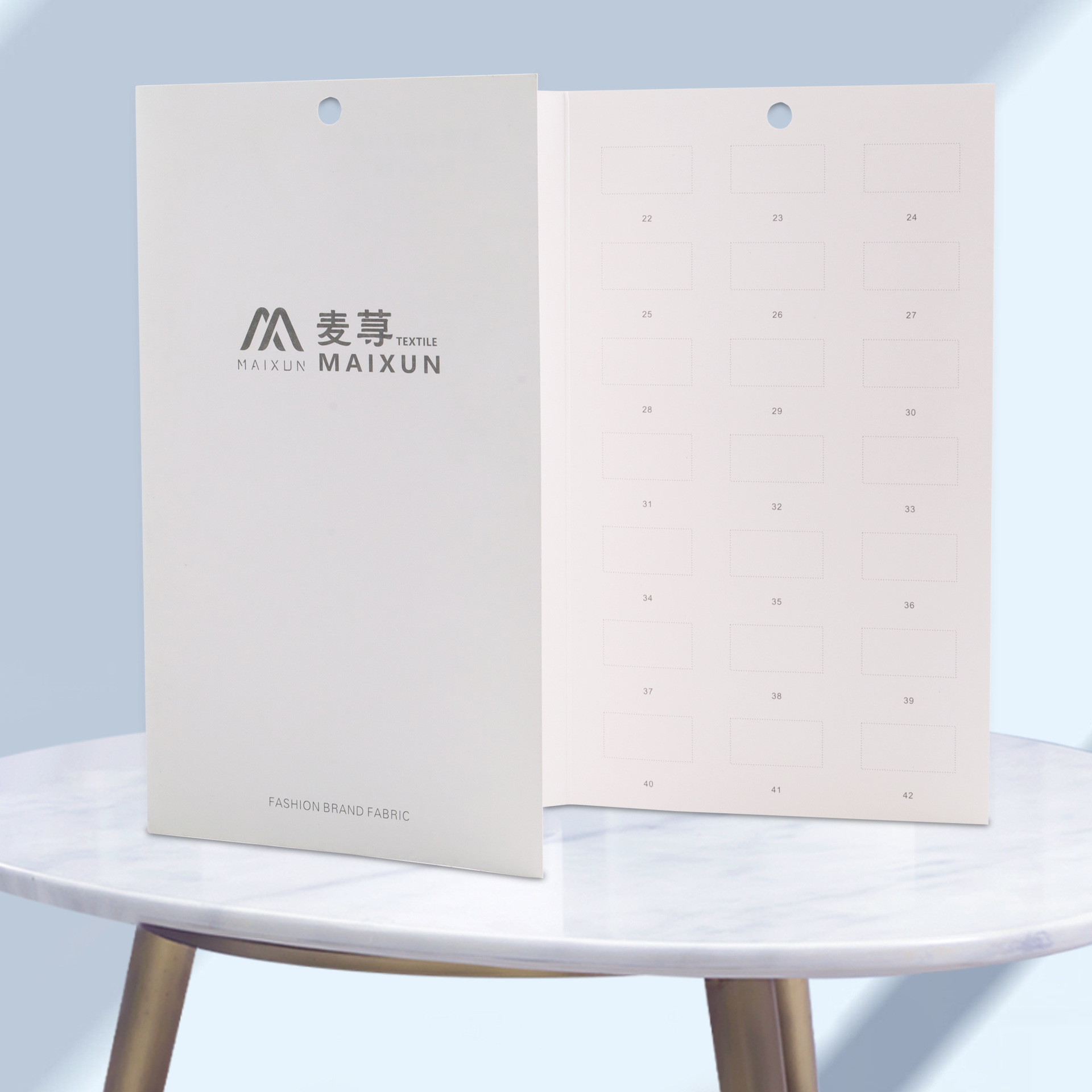 Customized Printed Perforated Color Card Book Patch Cloth Sample Cut Out Cloth Sample Card Folding Page Material Color Card Book Blank Textile Color Card