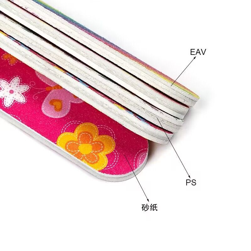 Factory Direct Sales Mini Printed Nail File Rubbing Strip Double-Sided Frosted Strip Eva Small Sand Strip Colorful Pattern Manicure