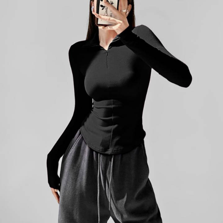 Топ в европейском и американском стиле 2024 года, облегающий сексуальный топ с длинными рукавами для женщин, утягивающее нижнее белье для осени и зимы