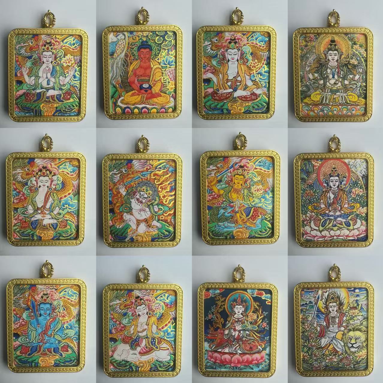 Хизанг Лхаса ручной росписи золотая Тханка восемь покровителей двенадцать зодиаков весна и лето кулон Непальский Будда кулон