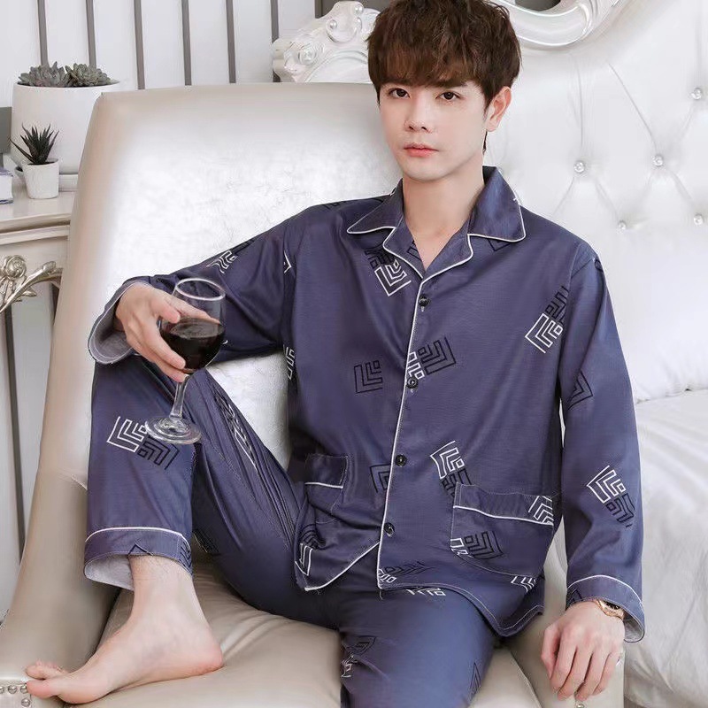 2024 autumn men's young middle-aged and elderly fashion Korean version of suit long sleeve cardigan pajamas casual home clothes wholesale
