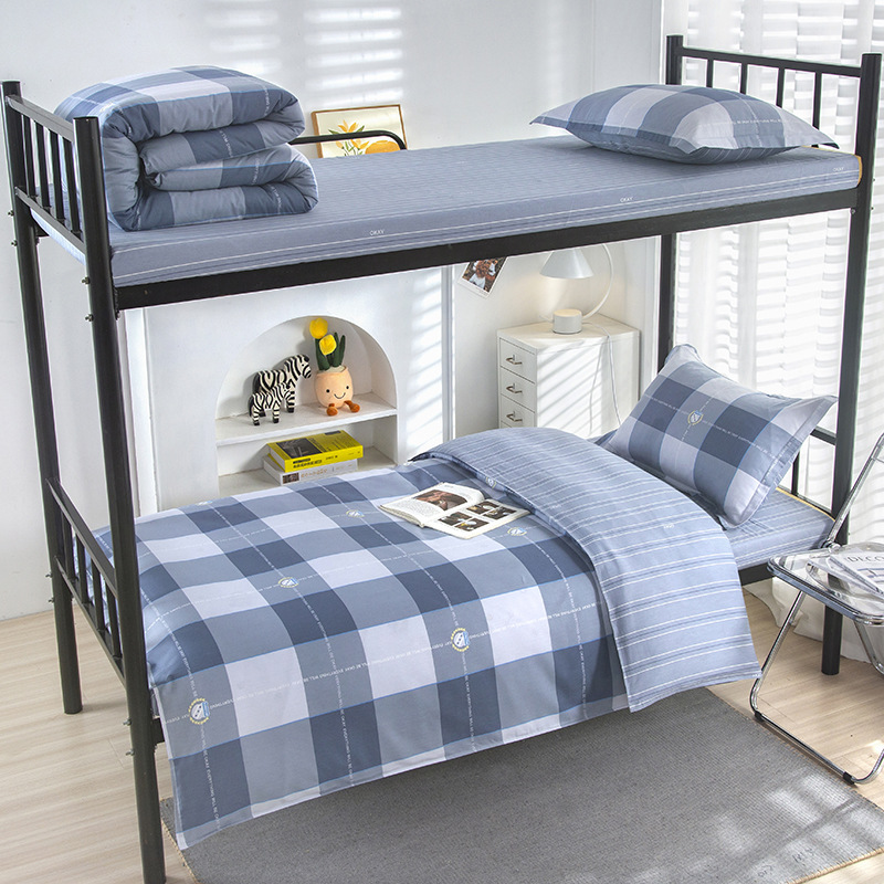 Factory wholesale student dormitory cotton three-piece set of enterprises and institutions quilt quilt cover sheets six-piece bedding