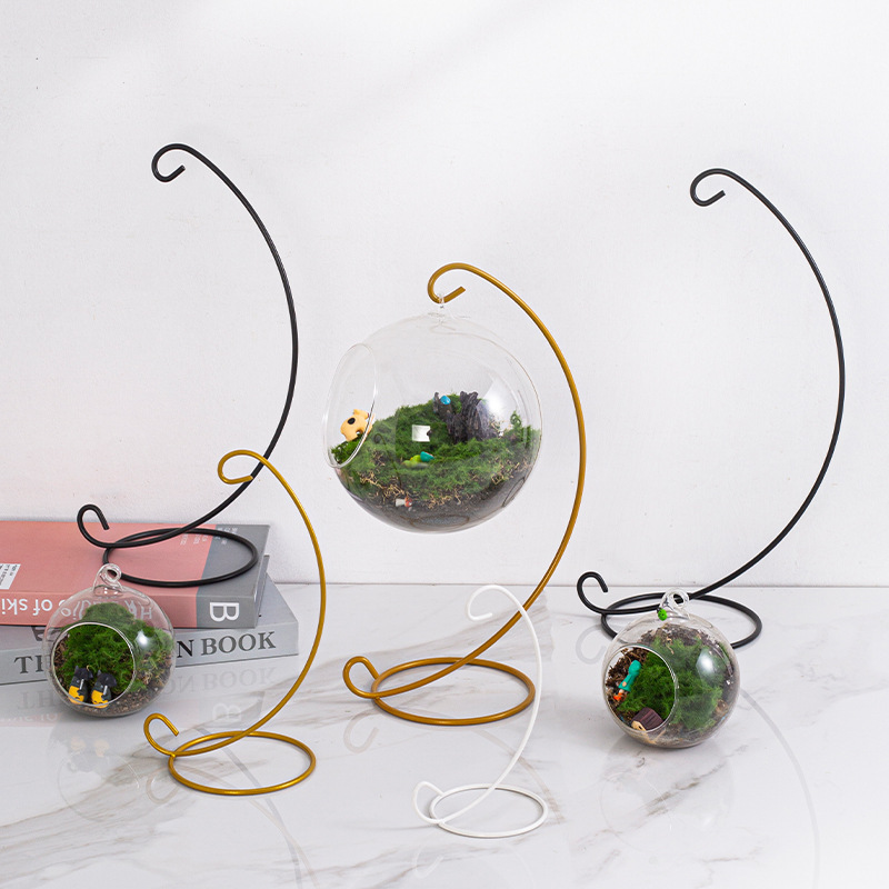 Wholesale semi-circular home decorative micro landscape hanging bottle iron rack cartoon Barbie doll cradle hook bracket