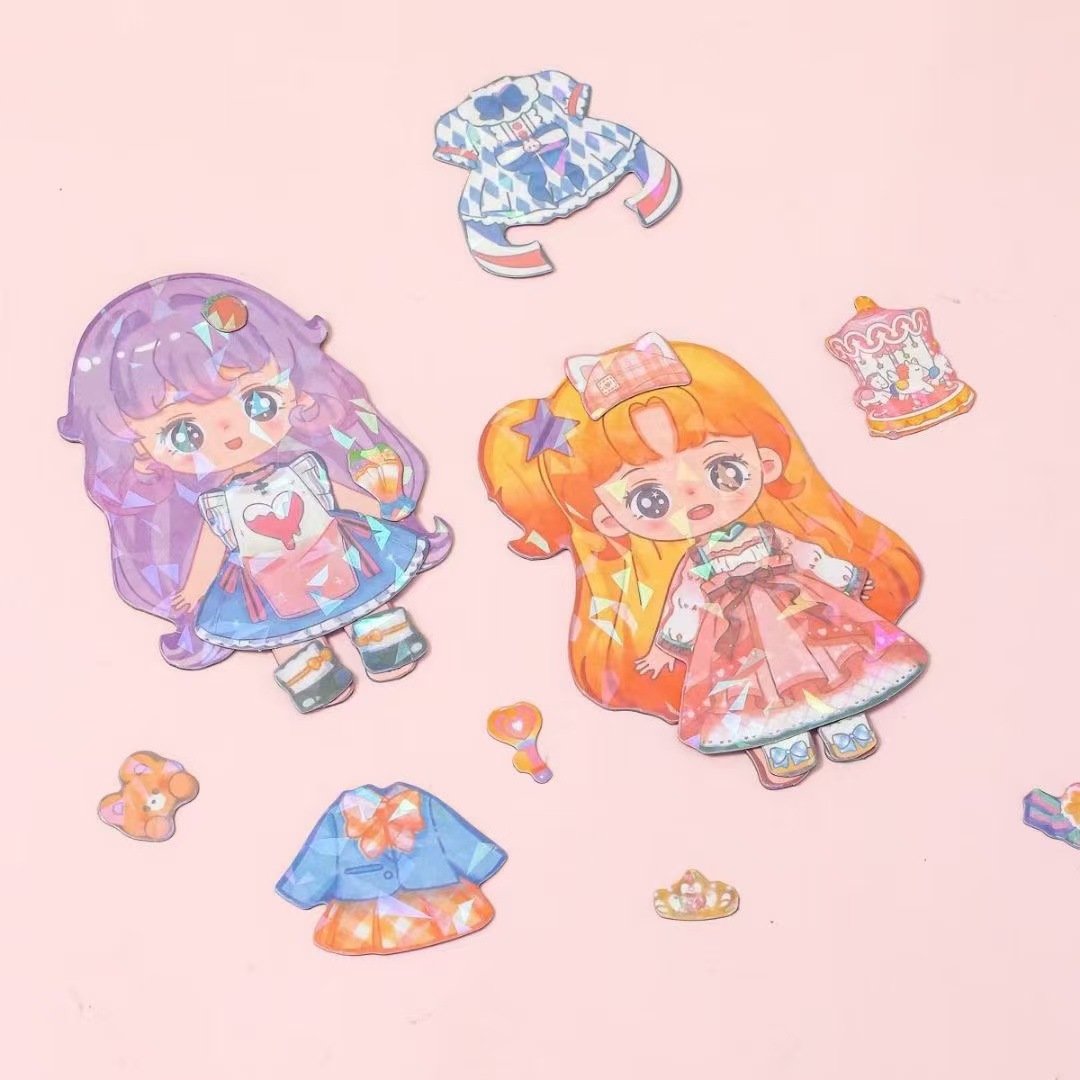 Cyd-D Dress-Up Magnetic Stickers Refrigerator Magnets Dress-Up Laser Stickers Children's Girls Educational DIY Dress-Up Stickers