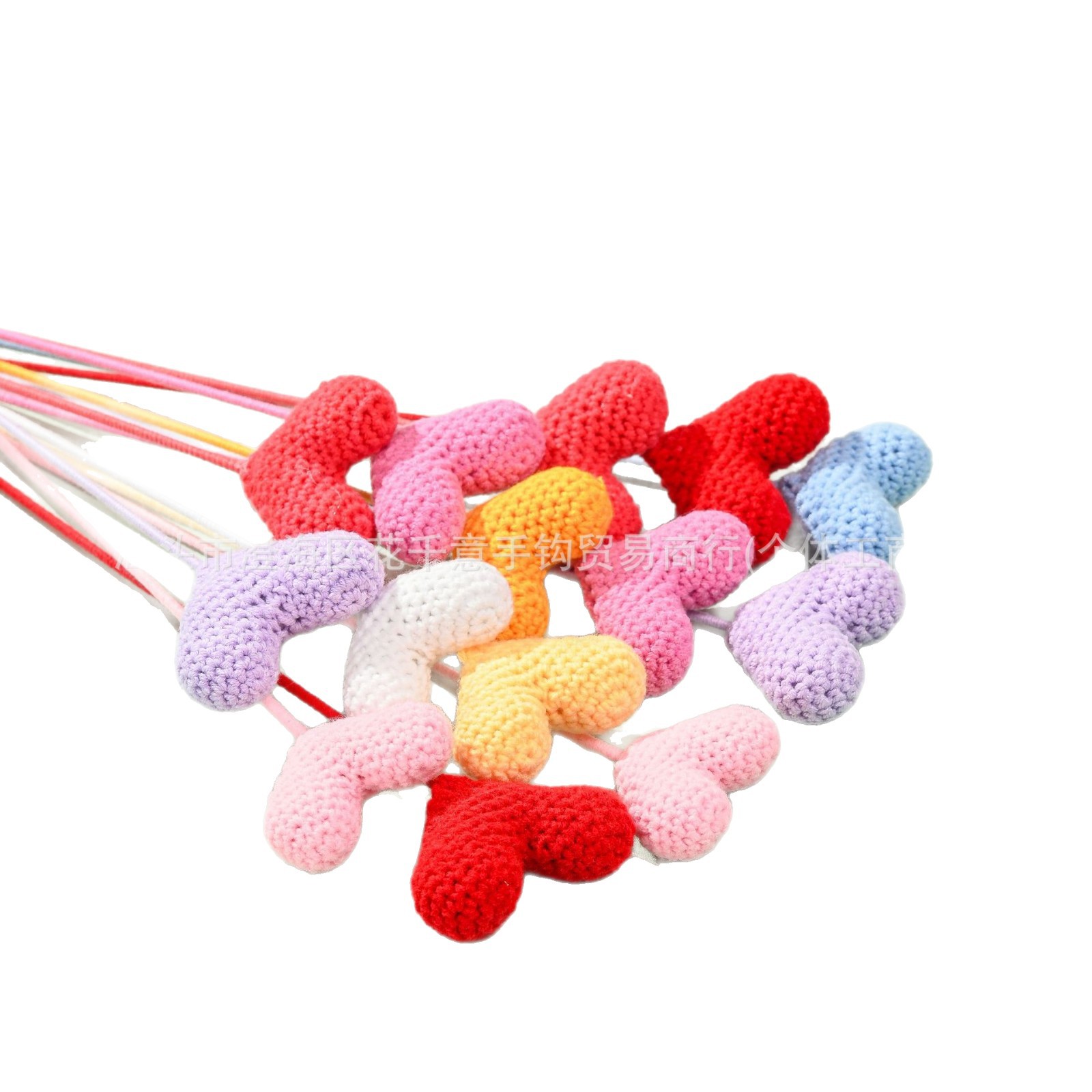 Finished Woven Heart-Shaped Flower Branch Single Flower with Bouquet Solid Color Heart-Shaped Flower Creative Design