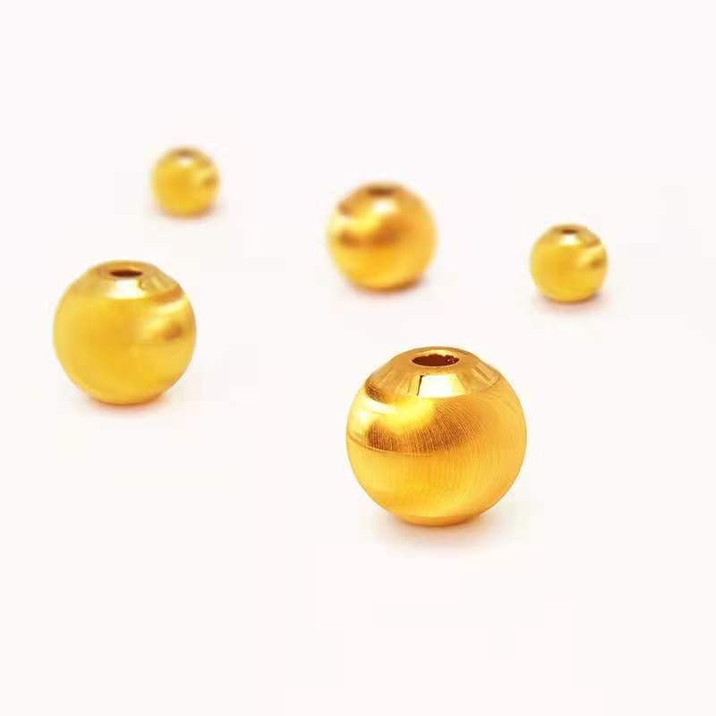 Wholesale Gold Beads, Pure Gold 999 Small Gold Beads, 3D Hard Gold Smooth Beads, Traditional Round Beads, Cat's Eye, Disco Money Beads