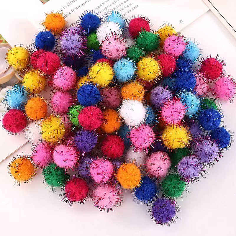 Cross-border 2cm Colorfulful Glitter Fur Ball Christmas Decoration Gold Plush Ball Kidsren's diy Handmade Clothing Accessories Batch