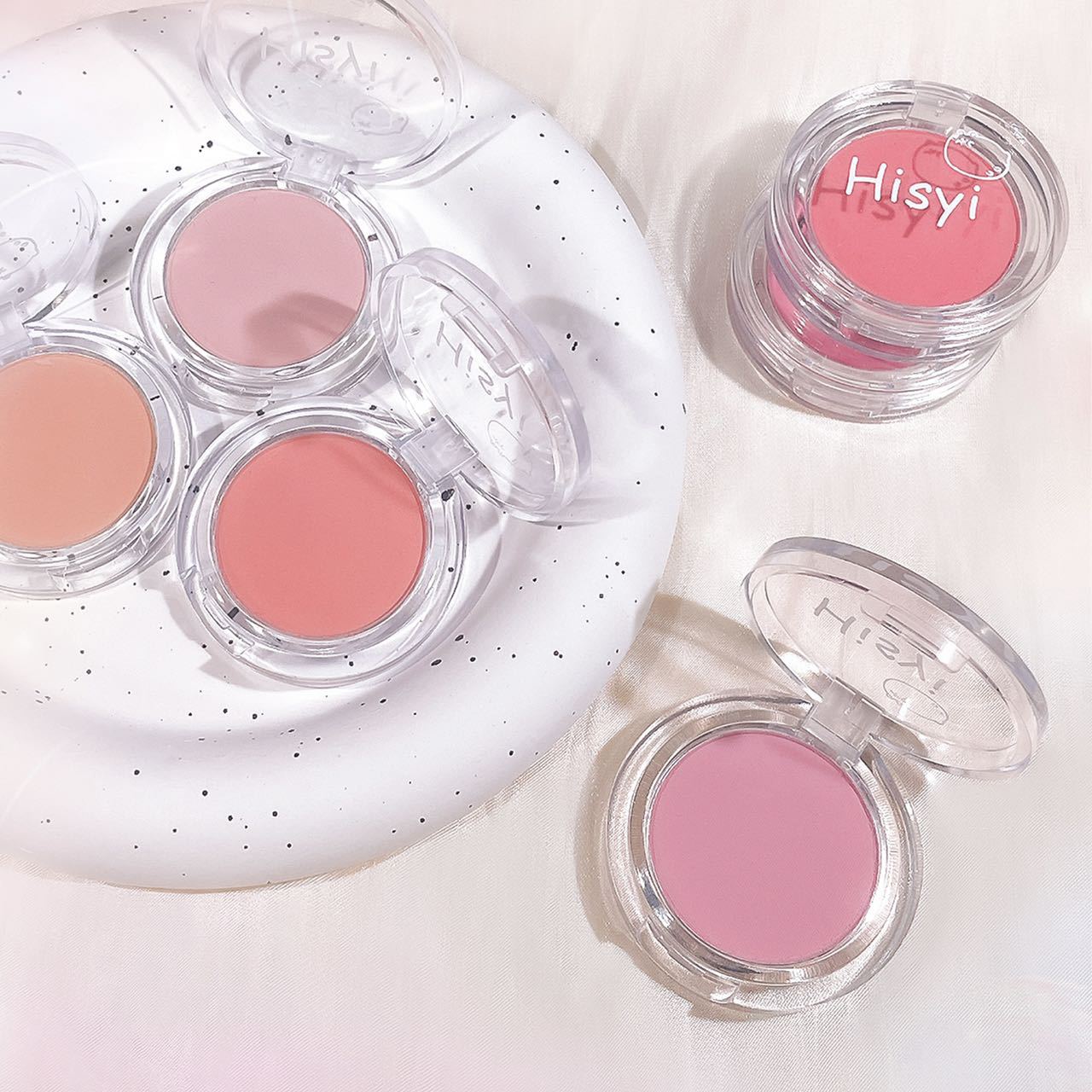 HISYI soft mist slightly tipsy monochrome blush plate matte natural brightening color plain makeup rouge female students